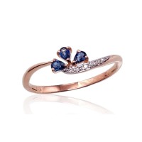 14K Red Gold Diamond and Sapphire Ring “Imperial Crown IV”