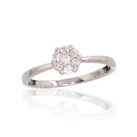 14K White Gold Diamond Ring “Diamond Flower II”