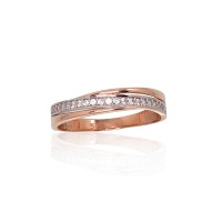 14K Red Gold Cubic Zirconia Ring “Golden Wave XX”