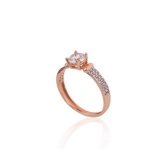 Sarkanā zelta 585° gredzens ar cirkoniem „Junona Gold XX“