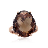 14K Red Gold Cubic Zirconia and Quartz Ring “Royal Quartz IV”