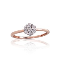 14K Red Gold Diamond Ring “Diamond Flower V”