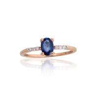 14K Red Gold Diamond and Sapphire Ring “Grace XIV”