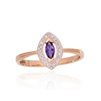 14K Red Gold Diamond and Amethyst Ring “Alexandria II”