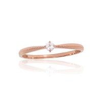 14K Red Gold Cubic Zirconia Ring “Solitaire II”