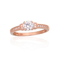 Sarkanā zelta 585° gredzens ar cirkoniem „Junona Gold XLI“