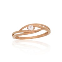 14K Red Gold Cubic Zirconia Ring “Shining Accent”