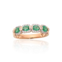 14K Red Gold Diamond and Emerald Ring “Emerald Grail”