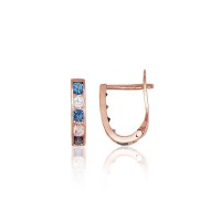 14K Red Gold Cubic Zirconia Earrings “Confetti XI”