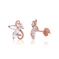 Серьги из красного золота 585 пробы с цирконами «Золотой Мотылек»