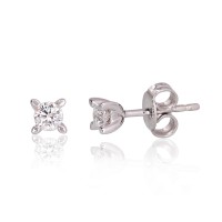 14K White Gold Diamond Earrings “Solitaire”