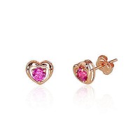 14K Red Gold Cubic Zirconia Earrings “Amor”