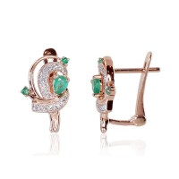 14K Red Gold Diamond and Emerald Earrings “Grotex II”