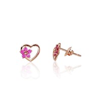 14K Red Gold Cubic Zirconia Earrings “Romance”