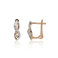 Серьги из красного золота 585 пробы с бриллиантами «Золотая Восьмёрка»
