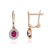 14K Red Gold Diamond and Ruby Earrings “Sofia V”