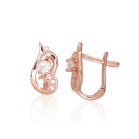 14K Red Gold Cubic Zirconia Earrings “Melody X”