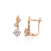 Серьги из красного золота 585 пробы с цирконами «Юнона Gold XXXI»
