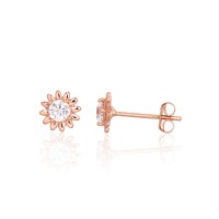 14K Red Gold Cubic Zirconia Earrings “Golden Sun IV”