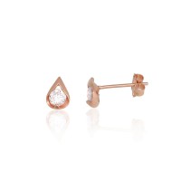 14K Red Gold Cubic Zirconia Earrings “Drop of Light”
