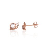 14K Red Gold Cubic Zirconia Earrings “Golden Snail II”