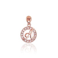 14K Red Gold Cubic Zirconia Letter Pendant “A”