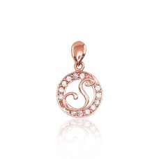 Sarkanā zelta 585° burta kulons ar cirkoniem „S“