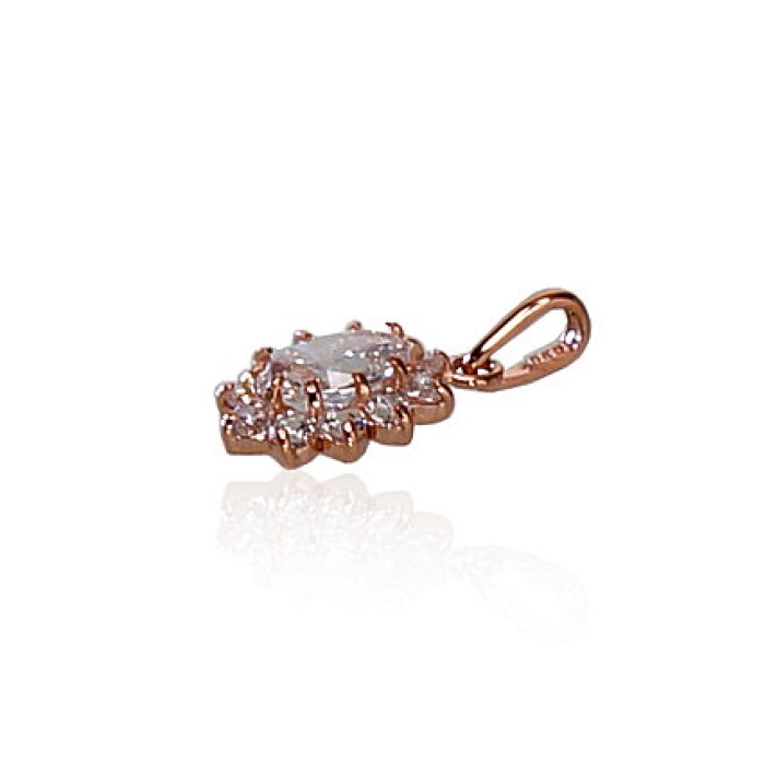 14K Red Gold Cubic Zirconia Pendant “Ferro”