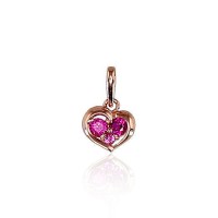 14K Red Gold Cubic Zirconia Pendant “Amor”