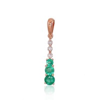 14K Red Gold Diamond and Emerald Pendant “Camellia IV”