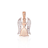 14K Red Gold Cubic Zirconia Pendant “Angel XIV”
