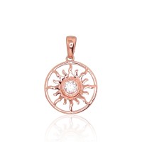 14K Red Gold Cubic Zirconia Pendant “Golden Sun XIV”