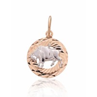 Sarkanā zelta 585° zodiaka zīmes kulons „Vērsis V“