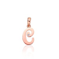14K Red Gold Cubic Zirconia Letter Pendant “C IV”