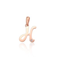 Кулон с буквой из красного золота 585 пробы с цирконами «H IV»