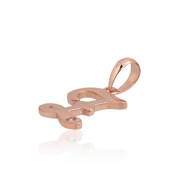 14K Red Gold Cubic Zirconia Letter Pendant “Z IV”