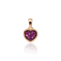14K Red Gold Cubic Zirconia Pendant “Amor XXIV”