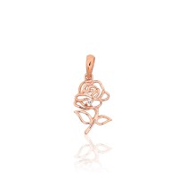 14K Red Gold Cubic Zirconia Pendant “Golden Rose”