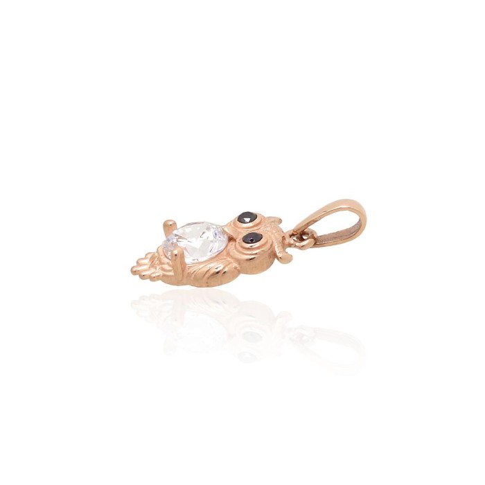14K Red Gold Cubic Zirconia Pendant “Owl”