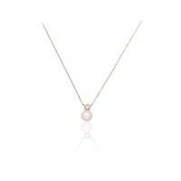 14K Red Gold Cubic Zirconia and Pearl Necklace “Galos”