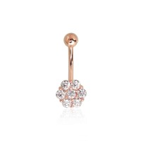 14K Red Gold Cubic Zirconia Belly Piercing “Golden Flower IV”