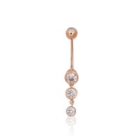 14K Red Gold Cubic Zirconia Belly Piercing “Juno Gold IV”