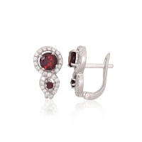 925 Sterling Silver Cubic Zirconia and Garnet Earrings “Sophie”