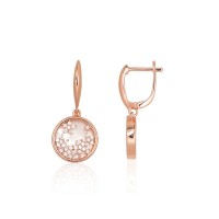 925 Sterling Silver Cubic Zirconia and Mother of Pearl Earrings “Moonlit Cluster”