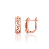 925 Sterling Silver Cubic Zirconia Earrings “Golden Lattice”