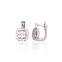 925 Sterling Silver Cubic Zirconia Earrings “Stone Flower IV”