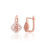 Серебряные серьги 925 пробы с цирконами «Каменный Цветок V»