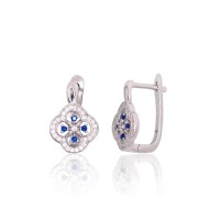 Серебряные серьги 925 пробы с цирконами «Каменный Цветок»