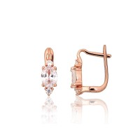 Серебряные серьги 925 пробы с цирконами «Золотой Мираж»