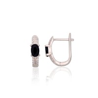 925 Sterling Silver Cubic Zirconia Earrings “Midnight Eclipse”
